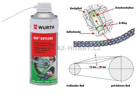 WÜRTH HSS DRY LUBE Suché syntetické mazivo, odolné odstředivým silám 400ml, řetězy apod.