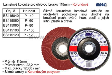 Kotouč lamelový Magg korundový 115mm  P80