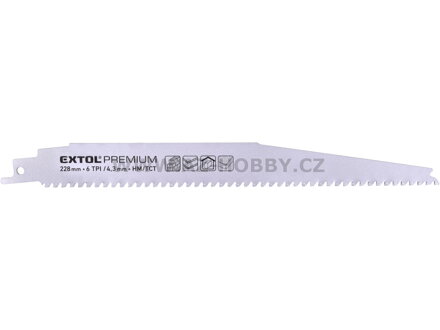 EXTOL PREMIUM plátek do pily ocasky s SK zuby, 228x24x1,25mm 8806301