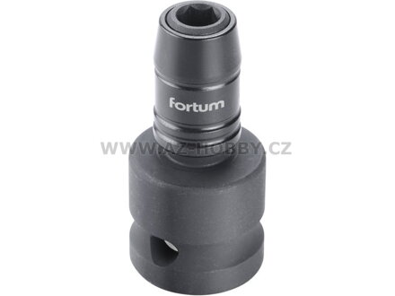 FORTUM rázový adaptér 1/2"čtyřhran na hroty 1/4", CrMoV