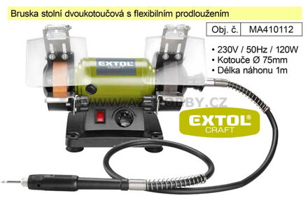 Bruska stolní dvoukotoučová Extol Craft 410112 s přímou bruskou s flexibilním prodloužením