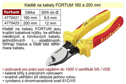 Kleště na kabely Fortum 160 mm