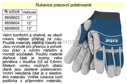 Pracovní rukavice pro mechaniky Extol Premium polstrované vel. 12"