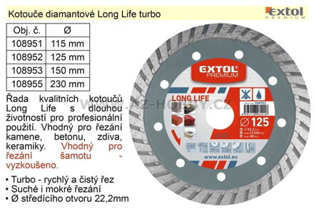 Kotouč diamantový Long Life turbo 230mm