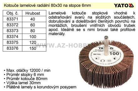 Kotouč lamelový radiální na stopce 80x30 P-150