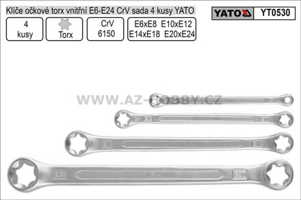 Klíče očkové  torx vnitřní sada  4 kusy E6-E24mm CrV Yato