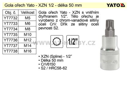 Gola ořech XZN M14 1/2" YT-7737