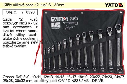 Klíče očkové sada 12 kusů 6-32mm CrV Yato