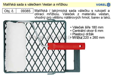 Malířská sada s válečkem Vestan 180 mm a mřížkou