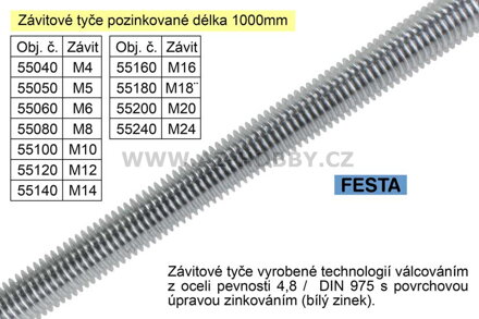 Závitová tyč pozinkovaná M18x1000mm