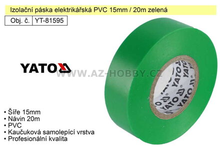 Izolační páska elektrikářská PVC 15mm / 20m zelená