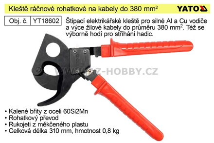 Kleště ráčnové rohatkové na kabely do průřezu 380mm2