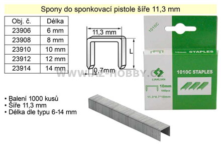 Spony do sponkovačky šíře 11,3 mm hranaté délka 12 mm balení 1000 kusů