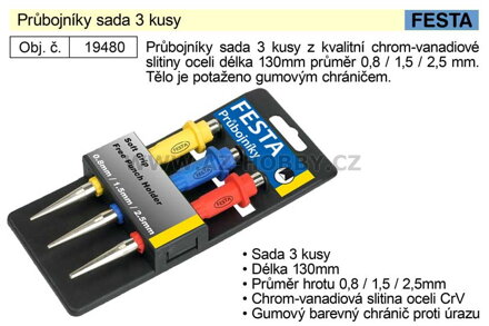 Průbojníky sada 3 kusy