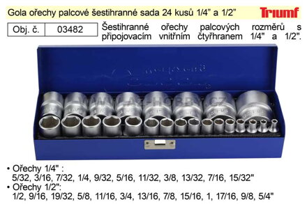 Gola ořechy palcové šestihranné sada 24 kusů