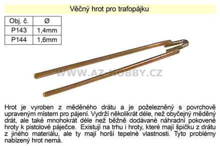 Věčný hrot pro trafopájku,  průměr 1,6mm