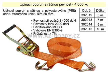 Popruh upínací s ráčnou 4 T/ 10 m / 50 mm