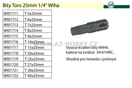 Bit Torx T25x25mm 1/4" Wiha Standard