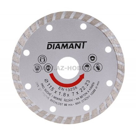 Kotouč diamant řezný ¤115x22,2x2,5mm TURBO  DIAMANT