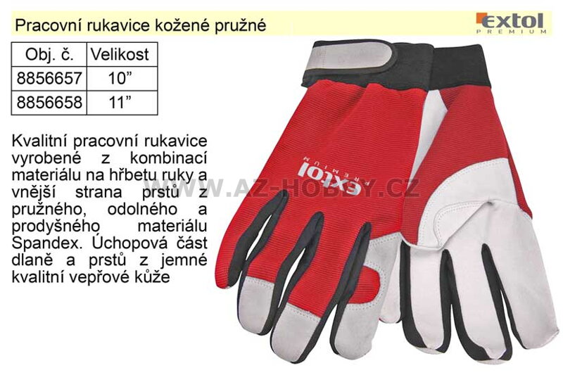 Pracovní rukavice kožené pružné velikost 11"