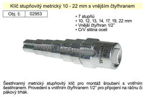 Klíč stupňovitý instalatérský 10-22mm vnitřní čtyřhran 1/2"