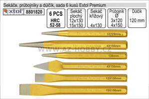 Sekáče průbojníky a důlčíky sada 6 kusů Extol Premium