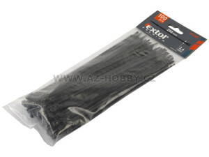 Pásky stahovací černé, 300x4,8mm, 100ks, NYLON, EXTOL PREMIUM (TO-73895)