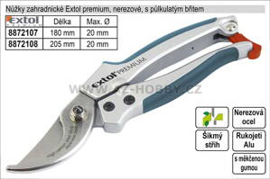 Nůžky zahradnické EXTOL PREMIUM 180mm půlkulatý břit