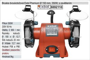 Bruska dvoukotoučová Extol Premium 150mm 350W s osvětlením