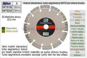 Kotouč diamantový  turbo-segmentový pro úhlové brusky DKTS230
