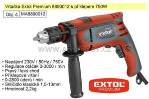 Vrtačka Extol Premium  750W s příklepem