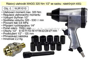 Rázový utahovák MAGG 320 Nm 1/2" se sadou  nástrčných klíčů  WJR1010
