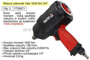 Rázový utahovák Yato 1630 Nm 3/4"  YT-09571