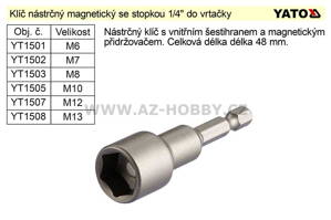 Klíč nástrčný M6 magnetický se stopkou 1/4" do vrtačky