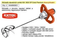 Elektrické míchadlo stavebních směsí MX 1600 DP Extol Premium