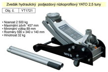 Zvedák hydraulický podjezdový nízkoprofilový 2,5 t  YATO