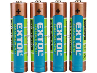 EXTOL ENERGY Tužkové baterie AAA 1,5V (LR03) alkalické, balení 4ks