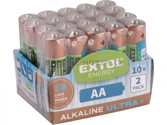 EXTOL ENERGY Tužkové baterie AA 1,5V (LR6) alkalické, balení 20ks