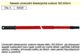 Násada teleskopická univerzální ocelová, 160-300 cm
