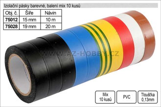 Izolační pásky elektrikářské PVC 20mm délka 20m barevné balení 10 kusů