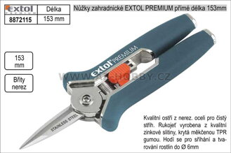 Nůžky zahradnické EXTOL PREMIUM 153mm přímé