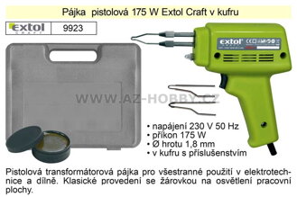 Pájka  pistolová 175 W Extol Craft v kufru