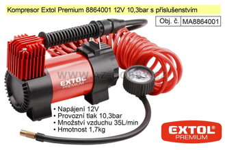Kompresor Extol Premium 8864001 12V 10,3bar s příslušenstvím