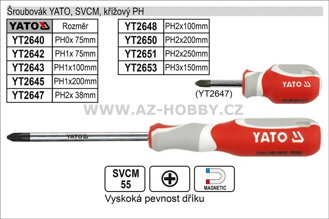 Šroubovák YATO, SVCM, křížový PH1x 38mm