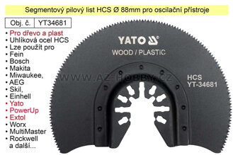 Segmentový pilový list HSS 88mm oscilační, pro ocel, dřevo, lamináty
