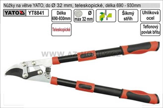 Nůžky na větve YATO 690-930mm půlkulatý břit teleskopické převodové