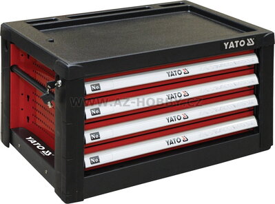 YATO Skříňka dílenská 4 zásuvky 690x465x400mm červená YT-09512