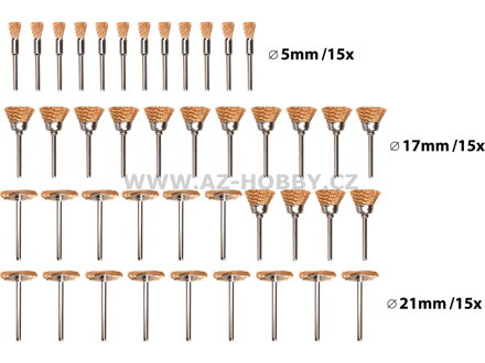 Příslušenství k přímé brusce, drátěné kartáče 45ks
