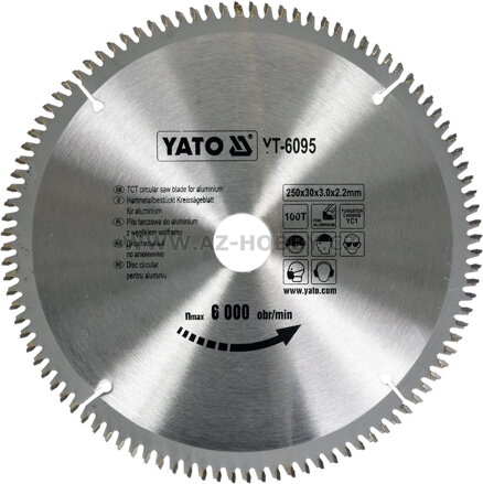 YATO Pilový kotouč na hliník 250x30mm 100 zubů YT-6095