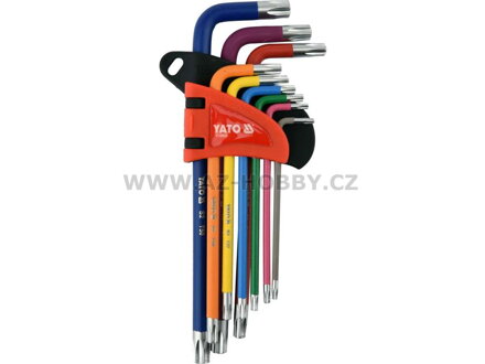YATO Klíče torx zahnuté barevné, s otvorem T10-T50 YT-05633